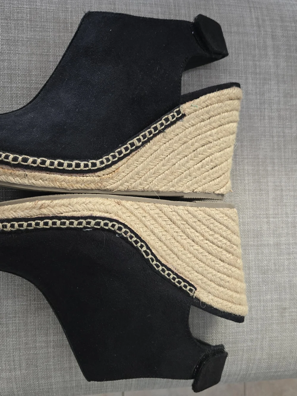 Black Suede Peep-Toe Slingback Wedge Heels by Coconuts by Matisse